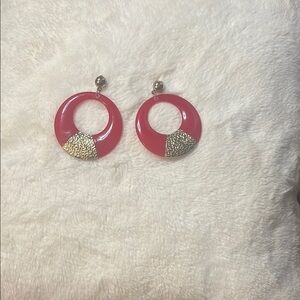 Red and Gold Hoop Earrings with Modern Design